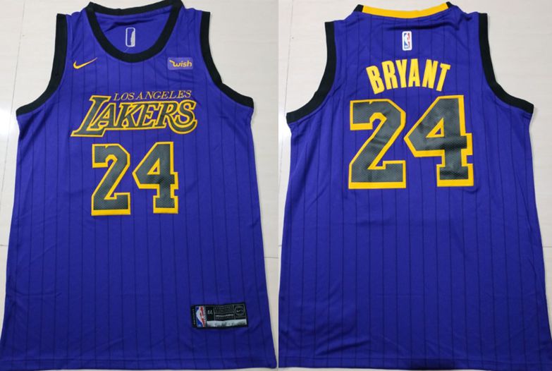 Men Los Angeles Lakers 24 Bryant Blue City Edition Game Nike NBA Jerseys